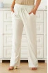 Białe spodnie z szeroką nogawką z gumką w pasie - Santori