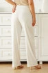 Białe spodnie z szeroką nogawką z gumką w pasie - Santori