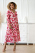 Kremowa sukienka z siateczki w różowe kwiaty - Sintia