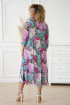 Morska sukienka z siateczki w fioletowo-różowe kwiaty - Sintia