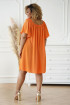 Pomarańczowa sukienka hiszpanka z delikatnym wytłaczanym wzorkiem - Emi