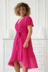 Różowa szyfonowa sukienka z kopertowym dekoltem - Selin