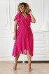 Różowa szyfonowa sukienka z kopertowym dekoltem - Selin
