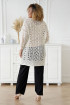 Kremowo-biały długi ażurowy sweterek z długim rękawem - Emila