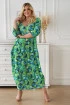 Oversizowa sukienka maxi w zielono-niebieski wzór - Chillout