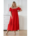 Czerwona sukienka hiszpanka z krótkim bufiastym rękawem - Didi