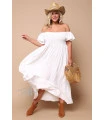 Biała sukienka hiszpanka z bufiastym rękawem - Didi