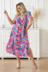 Kolorowa sukienka maxi z kopertowym dekoltem - wzór w kwiaty - Arley
