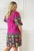 Amarantowa oversizowa sukienka w pawie pióra z wzorem - Elea