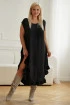 Czarna sukienka z asymetrycznym dołem i falbanką - Ledd
