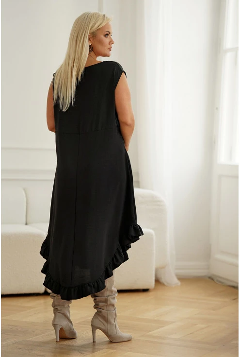 czarna sukienka plus size z falbaną