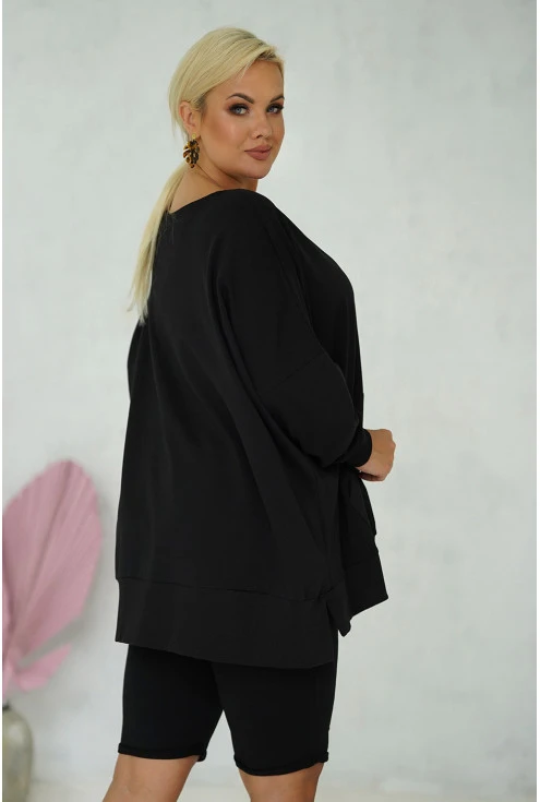 czarna, bawełniana bluza w dużych rozmiarach