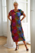 Granatowa sukienka z kolorowym wzorem z wiązaniem na plecach - Gracy