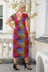 Granatowa sukienka z kolorowym wzorem z wiązaniem na plecach - Gracy
