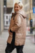 Beżowa długa wiosenna pikowana kurtka z kapturem - Kaila