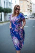 Niebiesko-fioletowa sukienka z kolorowym wzorem z wiązaniem na plecach - Gracy