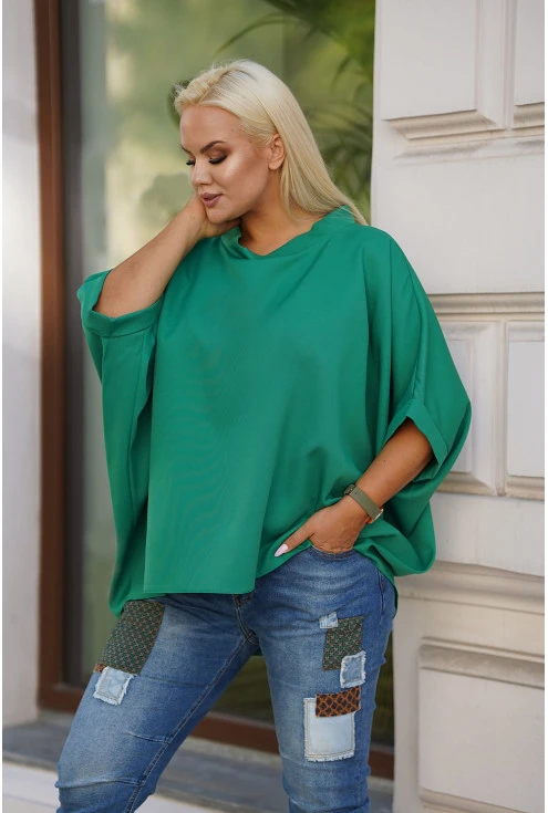 zielona elegancka bluzka ze stójką