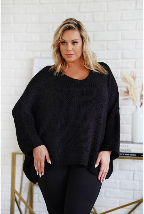 sweter z obniżoną linią ramion - duże rozmiary