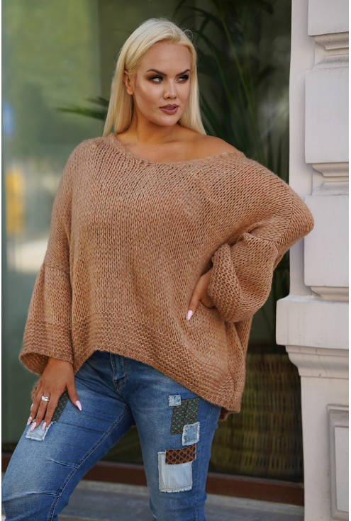 Karmelowy sweter plus size Ardea