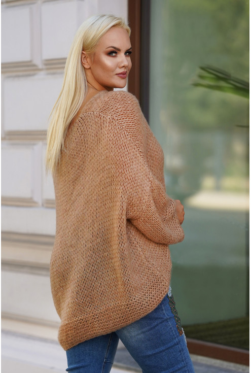 karmelowy sweter Ardea w dużych rozmiarach