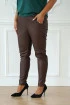 Brązowe spodnie z eco skóry z kieszeniami - Kasine