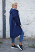 Welurowy płaszcz z pianki w kolorze ciemnego jeansu z kapturem - Monteri