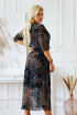 Sukienka maxi z kopertowym dekoltem w brązowo-butelkowy wzór - ADELA
