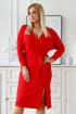 Czerwona sukienka z kopertowym dekoltem z prążkiem - Alines