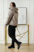 Szaro-beżowa krótka kurtka z łańcuchem na kapturze - Adriena