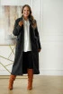 Czarny buklowy płaszcz oversize z paskiem - Seleni