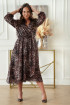 Brązowa sukienka maxi z kopertowym dekoltem w zwierzęcy wzór - Adela