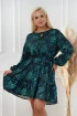 Zielono-turkusowa sukienka z wiązaniem na dekolcie w wzór zebry i cętki - Carlen