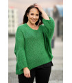 Zielony sweter z grubym splotem i obniżoną linią ramion - Ardea