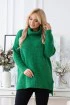 Zielony ciepły sweter-tunika z golfem ze ściągaczem - LESCA