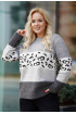 Szaro - biały sweterek z wzorem w panterkę - Lorena