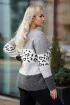 Szaro - biały sweterek z wzorem w panterkę - Lorena
