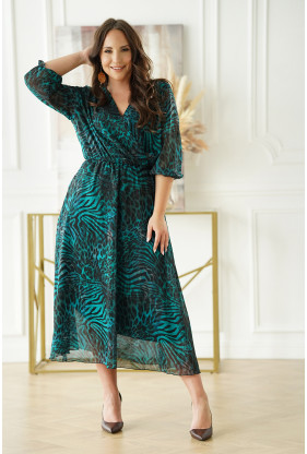 Moda Sukienki Kopertowe sukienki Kopertowa sukienka kremowy-niebieski Na ca\u0142ej powierzchni Max & Co 
