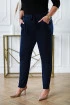 Granatowe wiskozowe spodnie z gumką i wiązaniem w pasie - Carlys