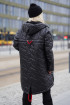 Czarna pikowana kurtka z czerwonymi troczkami - Arnes