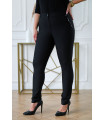 Czarne eleganckie dzianinowe spodnie z wyższym stanem z imitacją kieszeni - Salvia