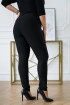 Czarne eleganckie dzianinowe spodnie z wyższym stanem z imitacją kieszeni - Salvia
