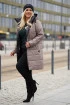 Ciepły, zimowy płaszcz z kapturem - kolor fango - Selena