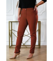 Eleganckie spodnie z imitacją kieszeni w rudym kolorze - Aimie
