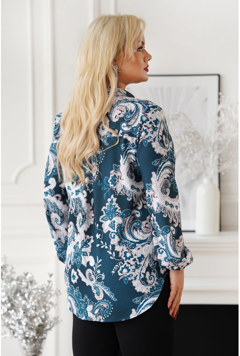 kobieca bluzka plus size w modny print - tył