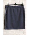 Materiałowa spódnica z czarno-srebrnym lampasem w kolorze jeansu- Iga