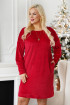 Czerwona welurowa sukienka z obniżoną linią ramion - Lisa