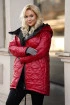 Wiśniowa ciepła zimowa pikowana kurtka z misiem - Polin