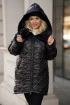 Czarna ciepła zimowa pikowana kurtka z misiem - Polin