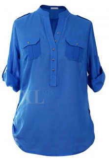 Niebieska-chabrowa bluzka wizytowa plus size - IDA