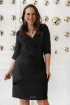 Czarna błyszcząca sukienka z drapowaniem materiału w talii - Ama